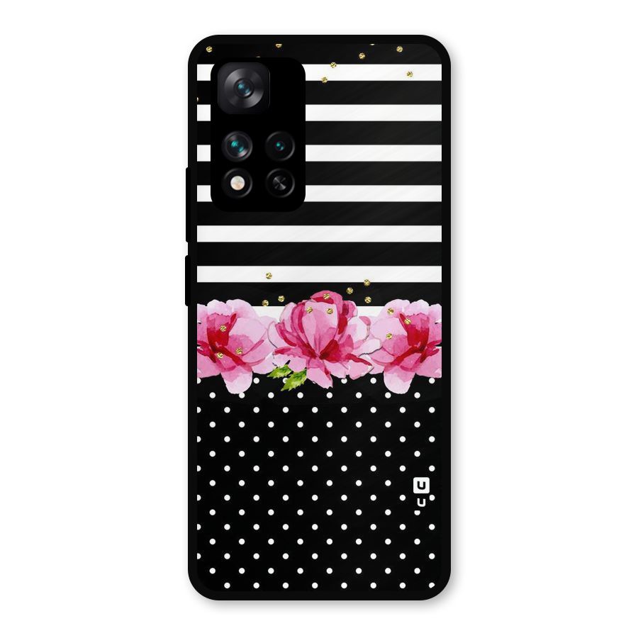 Polka Floral Stripes Metal Back Case for Xiaomi 11i Hypercharge 5G