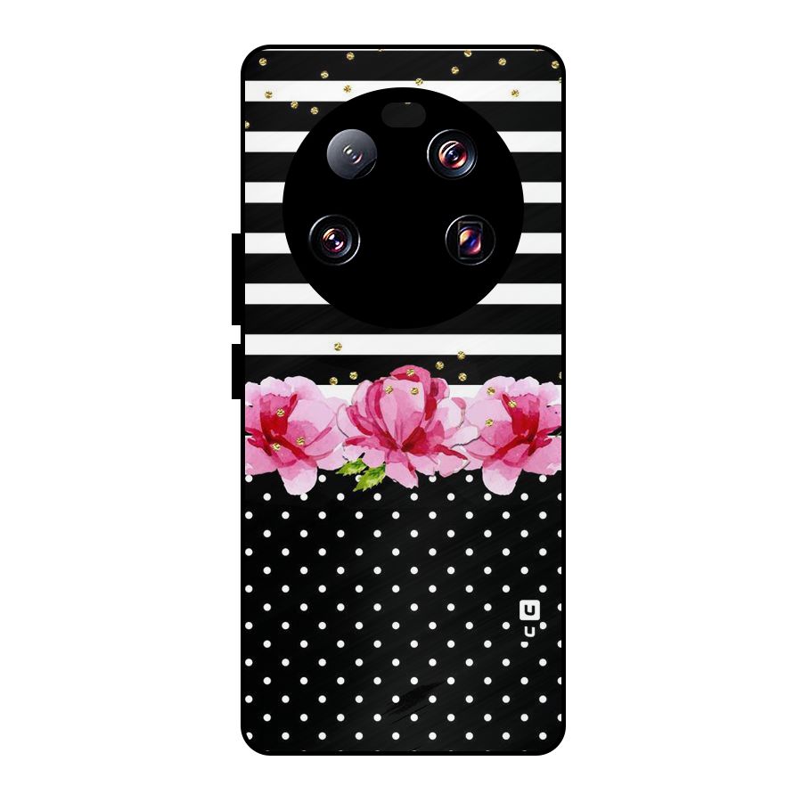 Polka Floral Stripes Metal Back Case for Xiaomi 13 Ultra