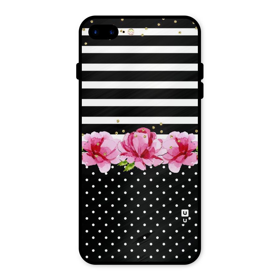Polka Floral Stripes Metal Back Case for iPhone 7 Plus