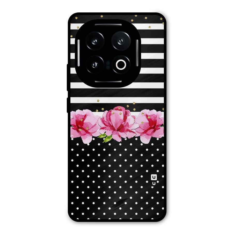 Polka Floral Stripes Metal Back Case for iQOO 13