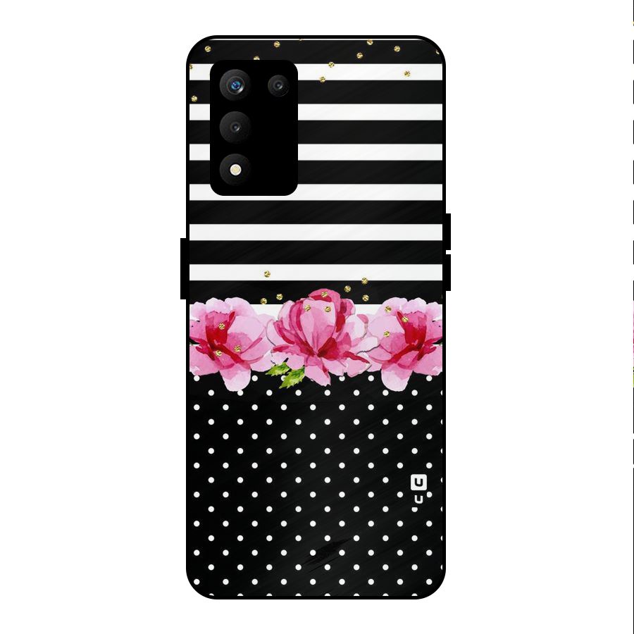 Polka Floral Stripes Metal Back Case for realme 9 5G SE