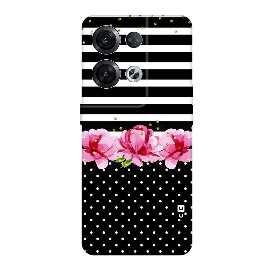 Polka Floral Stripes Original Polycarbonate Back Case for Oppo Reno8 Pro 5G