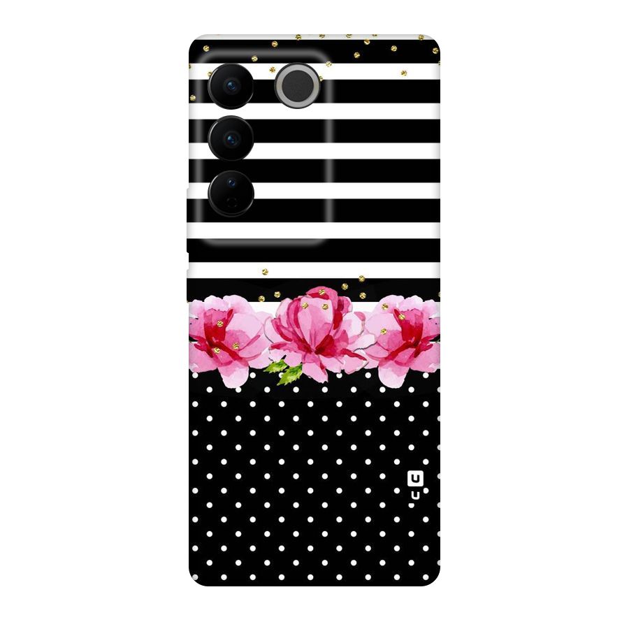 Polka Floral Stripes Original Polycarbonate Back Case for Vivo V27