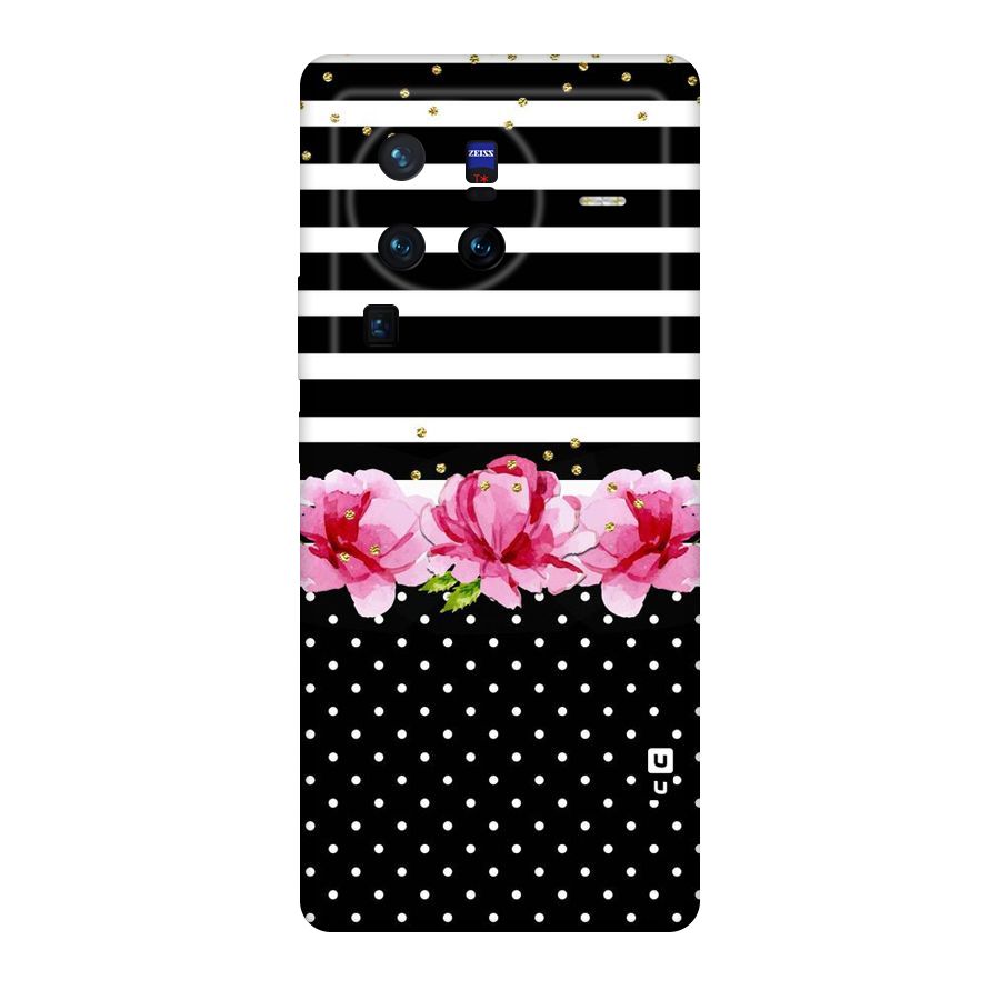 Polka Floral Stripes Original Polycarbonate Back Case for Vivo X80