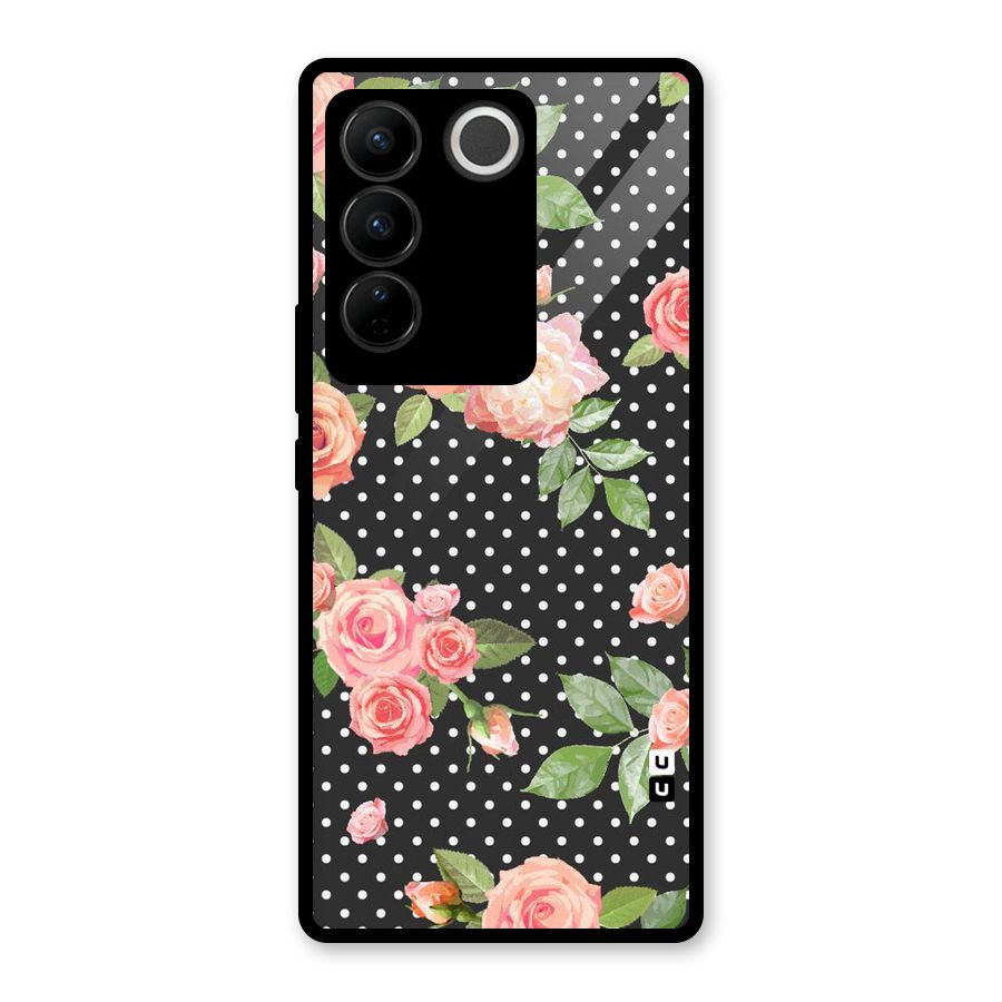 Polka Peach Glass Back Case for Vivo V27