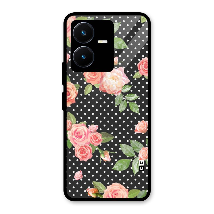Polka Peach Glass Back Case for Vivo Y22s
