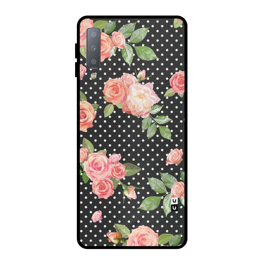 Polka Peach Metal Back Case for Galaxy A7 (2018)