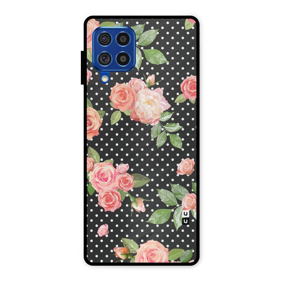 Polka Peach Metal Back Case for Galaxy F62