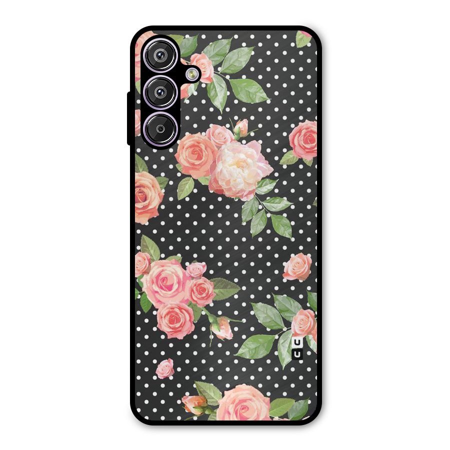 Polka Peach Metal Back Case for Galaxy M15