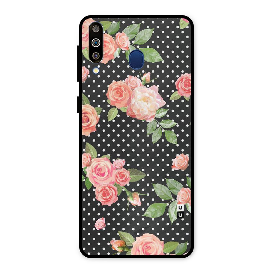 Polka Peach Metal Back Case for Galaxy M30