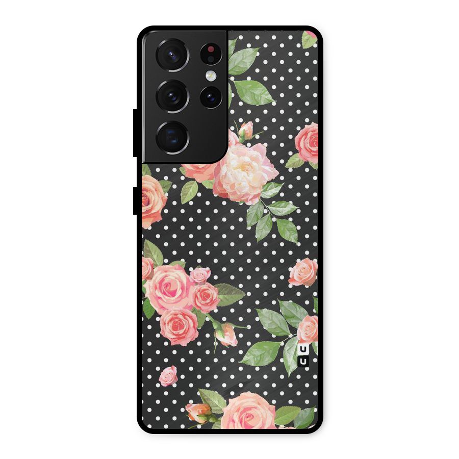 Polka Peach Metal Back Case for Galaxy S21 Ultra 5G