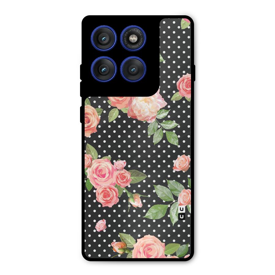 Polka Peach Metal Back Case for Motorola Edge 60 Pro