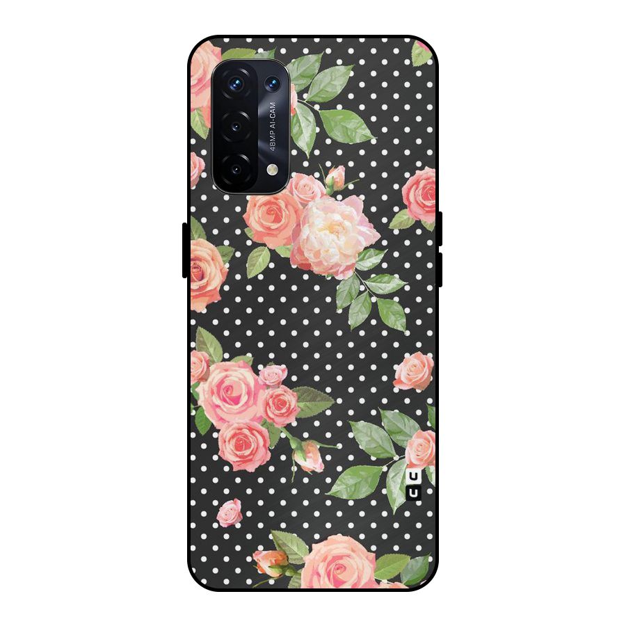 Polka Peach Metal Back Case for Oppo A74 5G