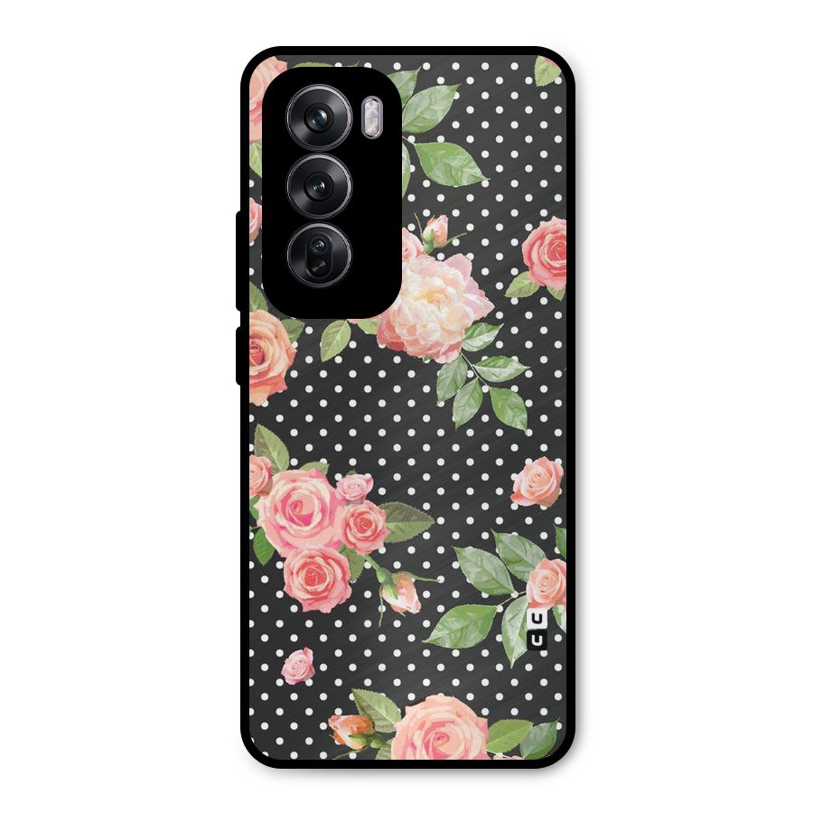 Polka Peach Metal Back Case for Oppo Reno12 Pro