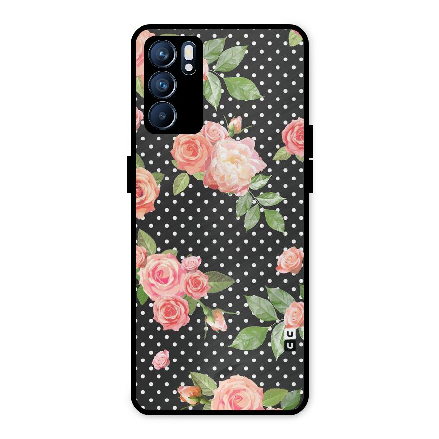 Polka Peach Metal Back Case for Oppo Reno6 5G