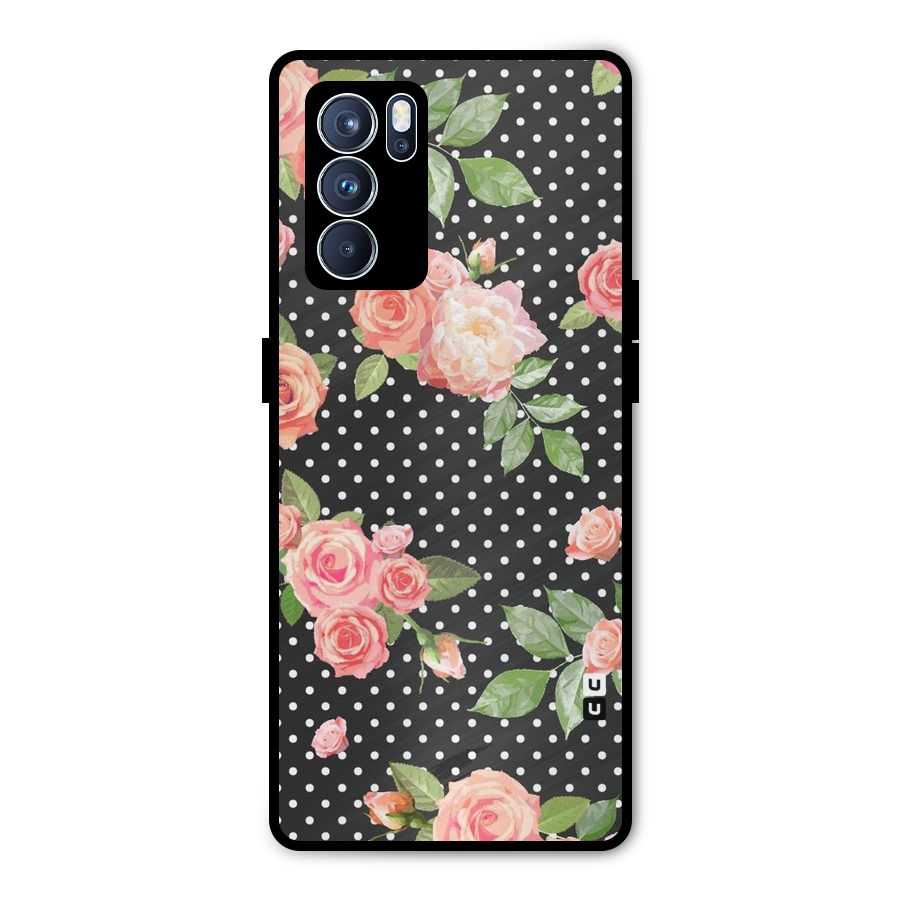 Polka Peach Metal Back Case for Oppo Reno6 Pro 5G
