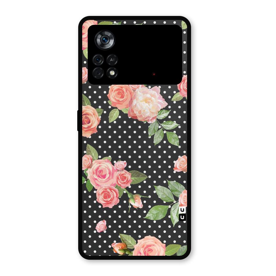 Polka Peach Metal Back Case for Poco X4 Pro 5G