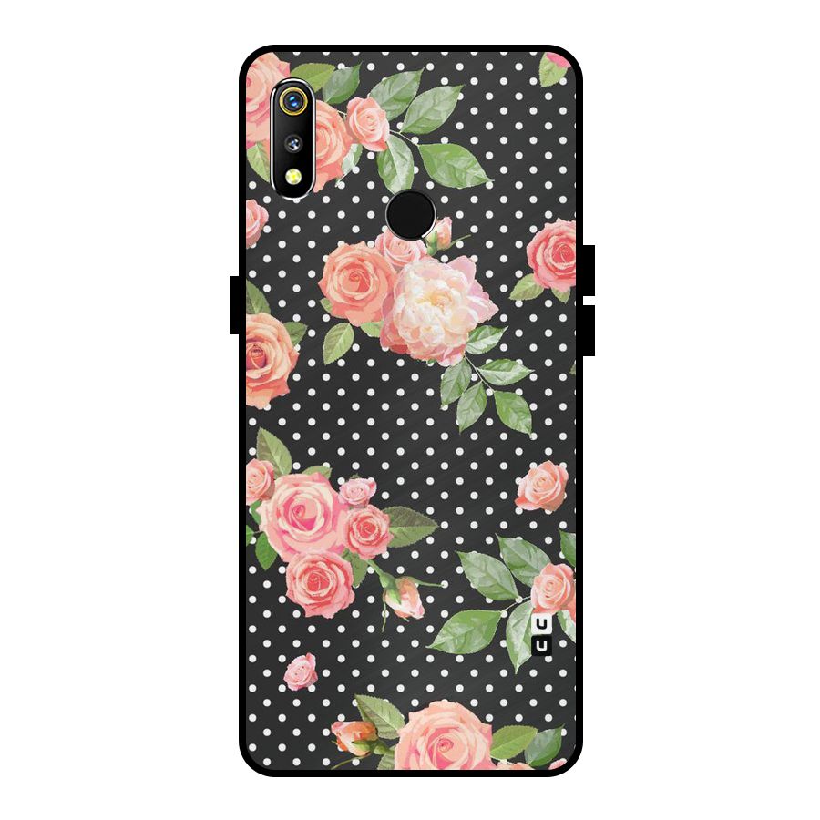 Polka Peach Metal Back Case for Realme 3i