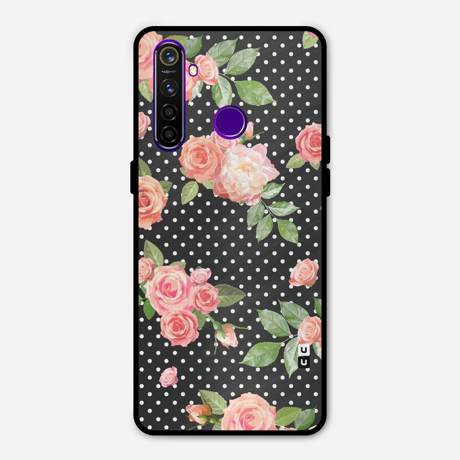 Polka Peach Metal Back Case for Realme 5 Pro