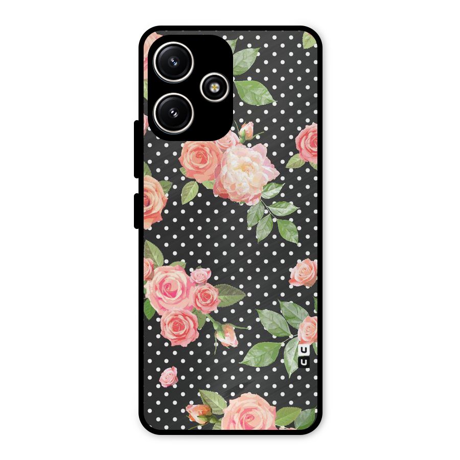 Polka Peach Metal Back Case for Redmi 12 5G