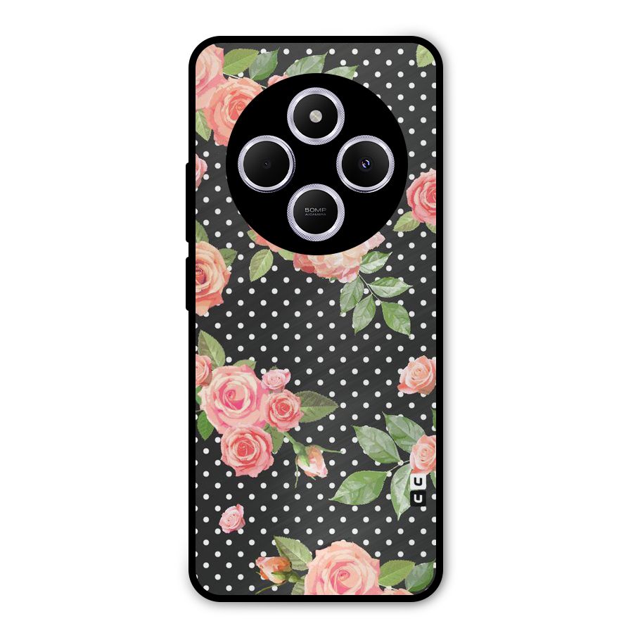 Polka Peach Metal Back Case for Redmi 14C