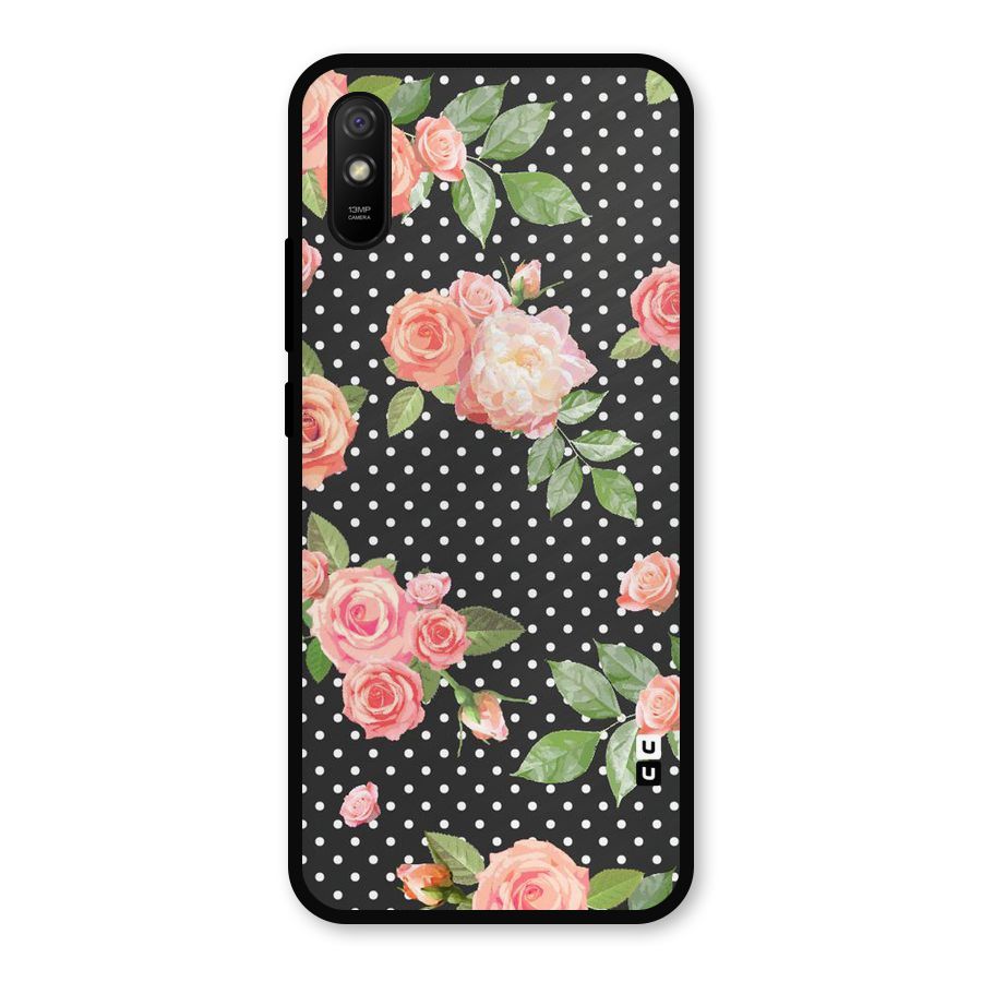 Polka Peach Metal Back Case for Redmi 9a