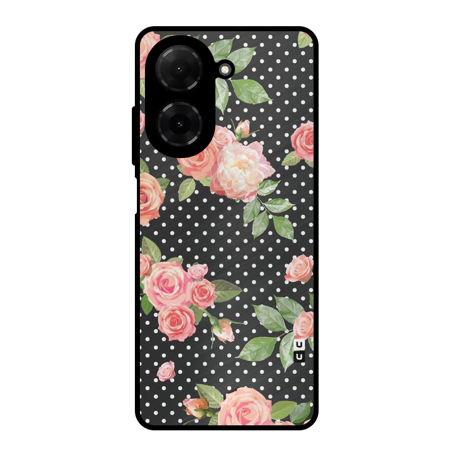 Polka Peach Metal Back Case for Redmi A5 4G