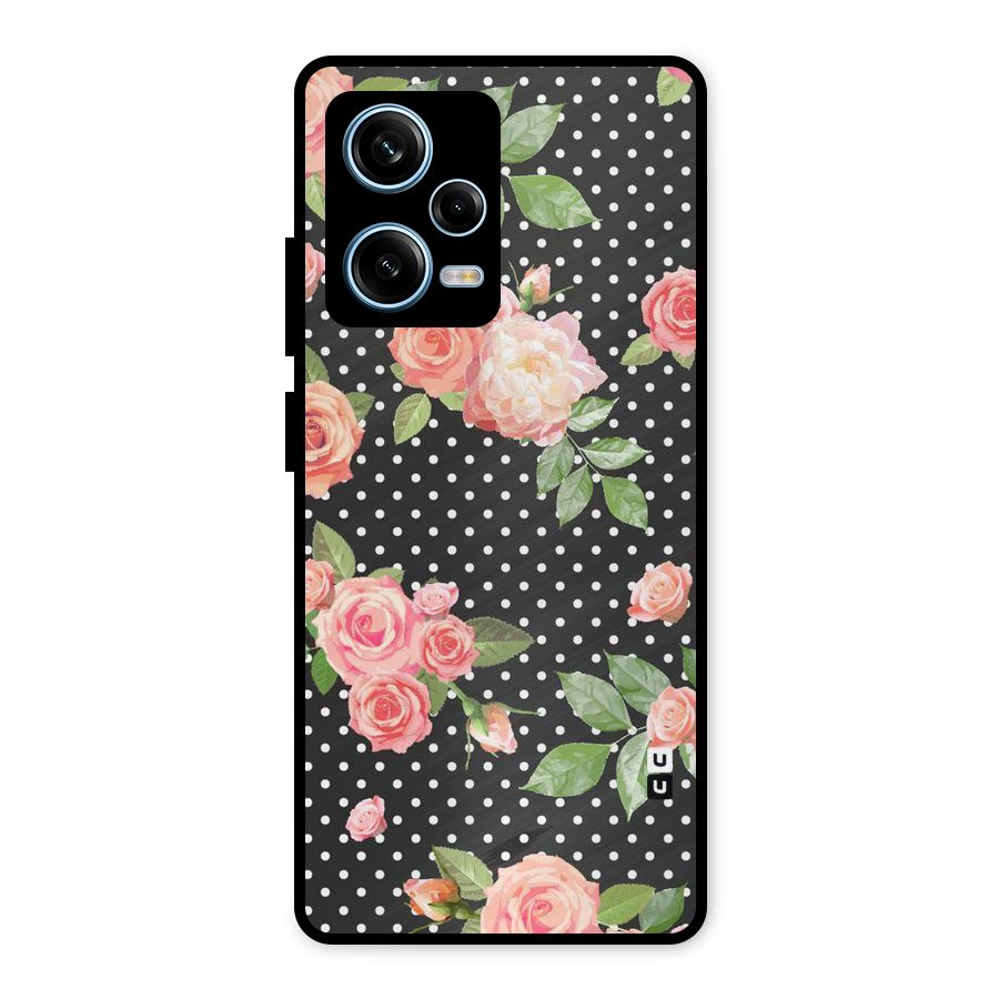 Polka Peach Metal Back Case for Redmi Note 12 Pro