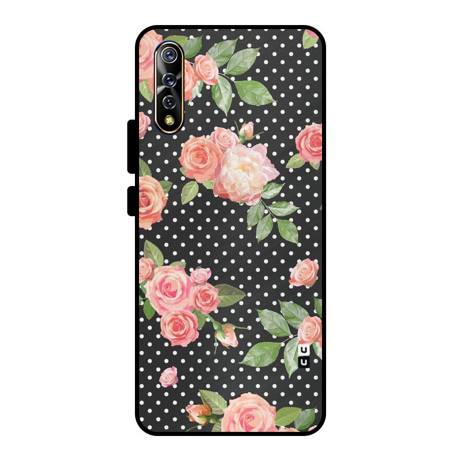 Polka Peach Metal Back Case for Vivo S1