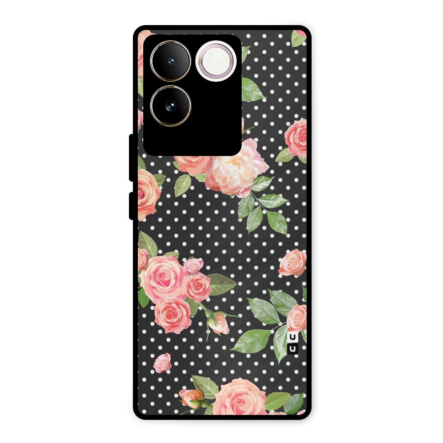Polka Peach Metal Back Case for Vivo T2 Pro