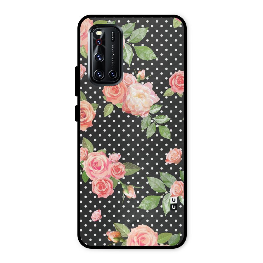 Polka Peach Metal Back Case for Vivo V19