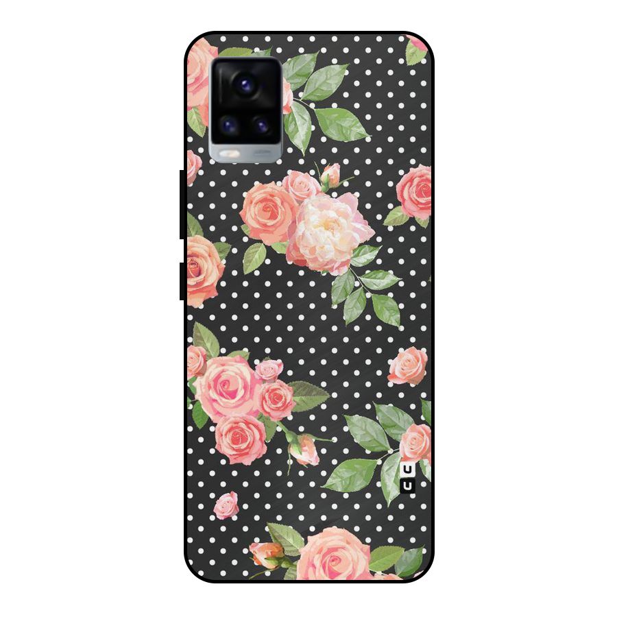 Polka Peach Metal Back Case for Vivo V20