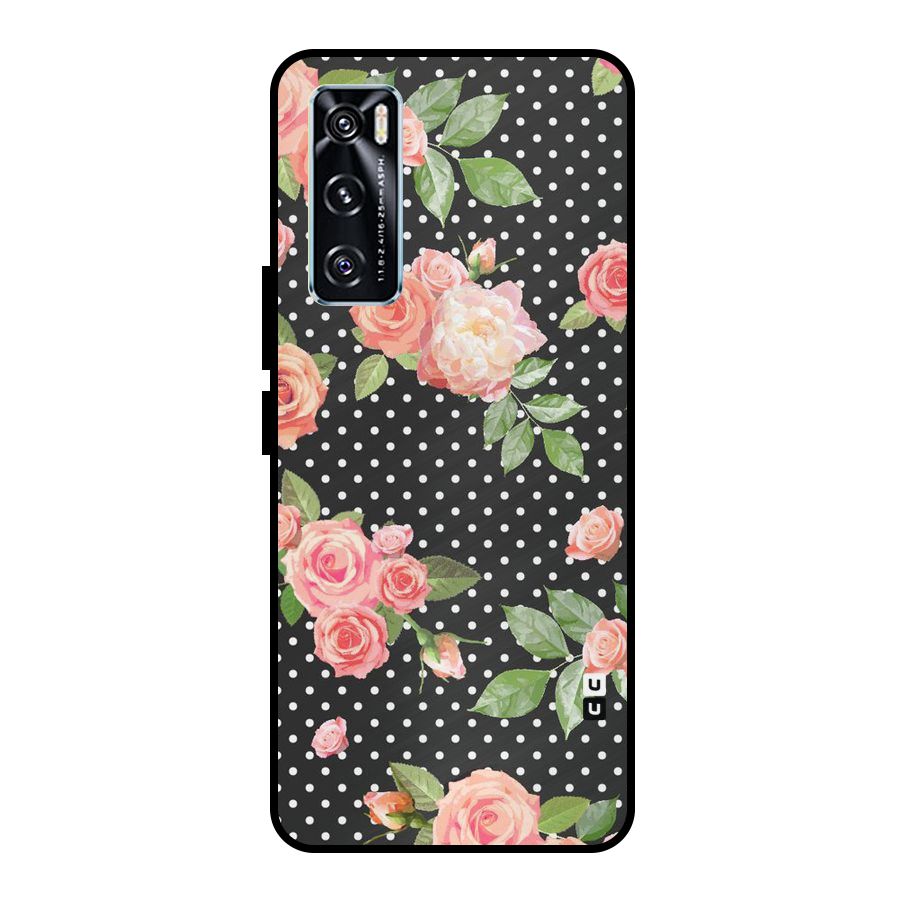 Polka Peach Metal Back Case for Vivo V20 SE