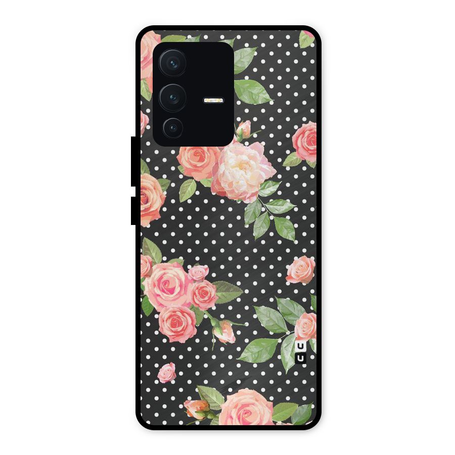 Polka Peach Metal Back Case for Vivo V23 5G