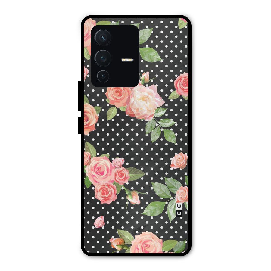 Polka Peach Metal Back Case for Vivo V23 Pro