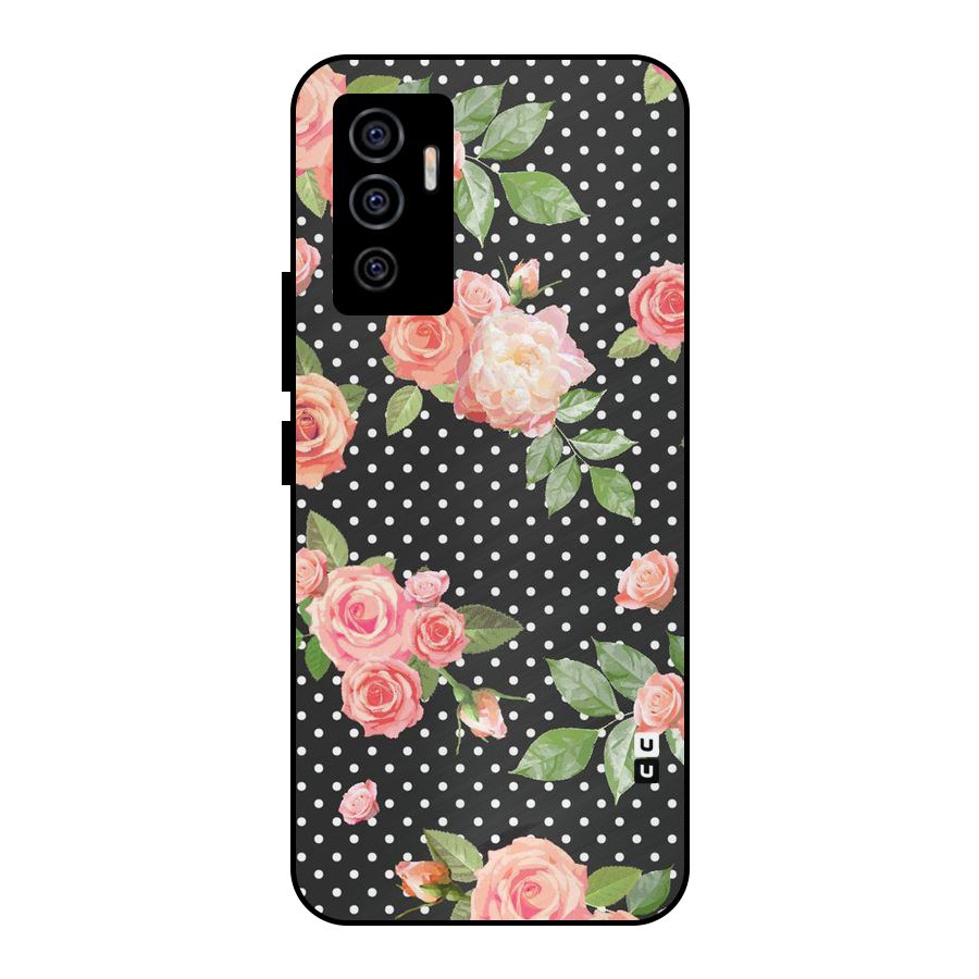 Polka Peach Metal Back Case for Vivo V23e