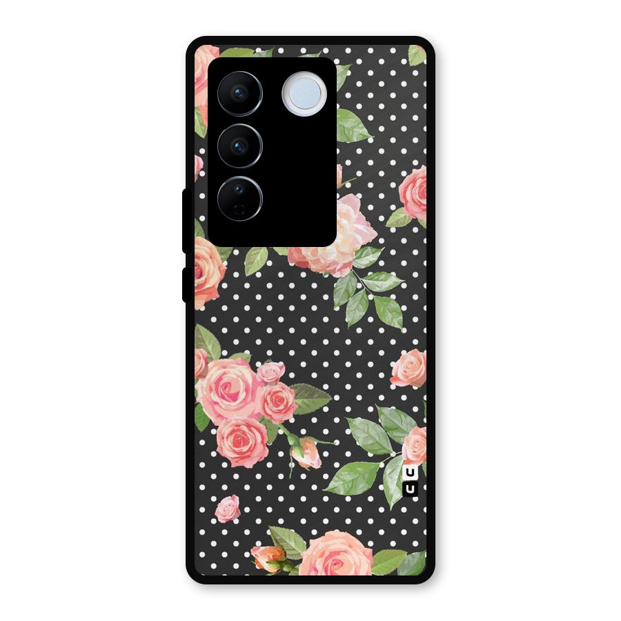 Polka Peach Metal Back Case for Vivo V27