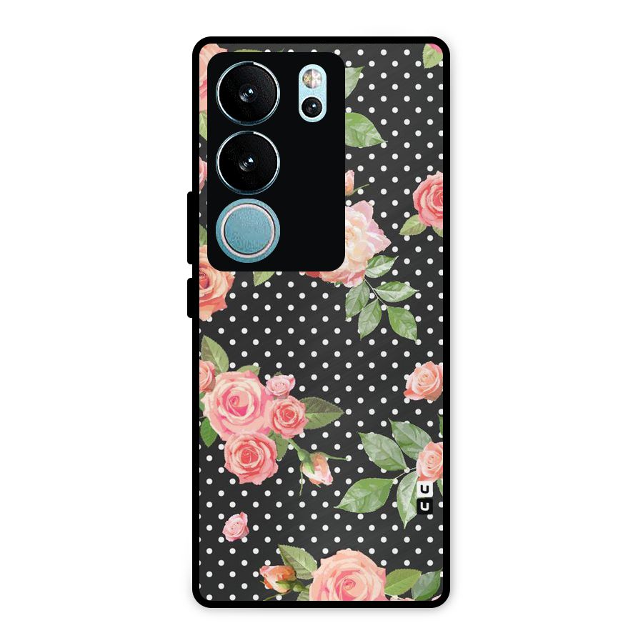 Polka Peach Metal Back Case for Vivo V29