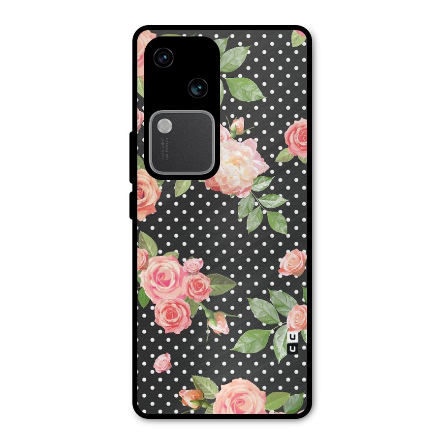 Polka Peach Metal Back Case for Vivo V30