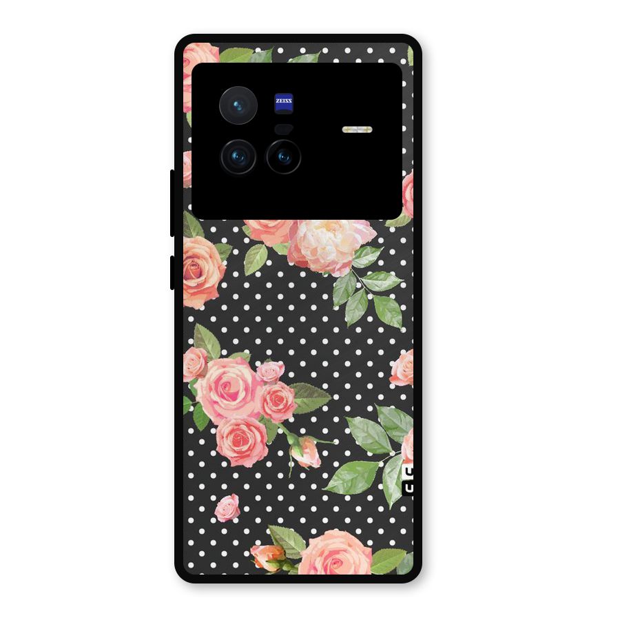 Polka Peach Metal Back Case for Vivo X80