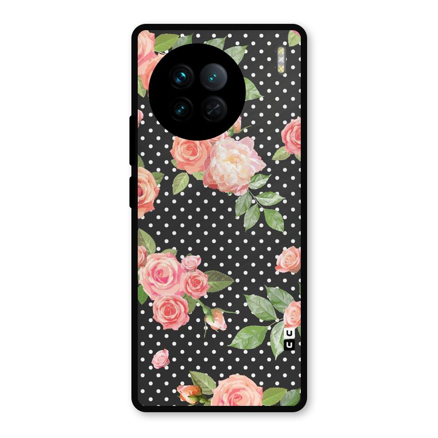 Polka Peach Metal Back Case for Vivo X90