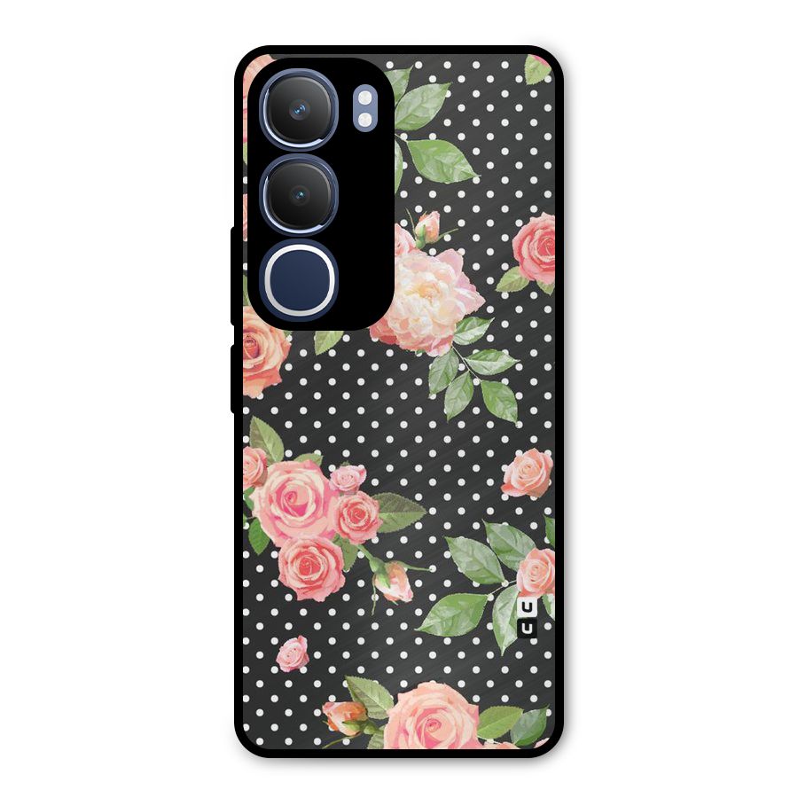 Polka Peach Metal Back Case for Vivo Y29