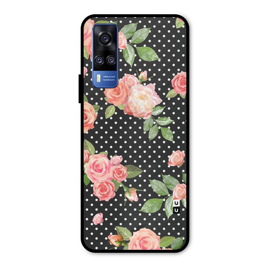 Polka Peach Metal Back Case for Vivo Y51A