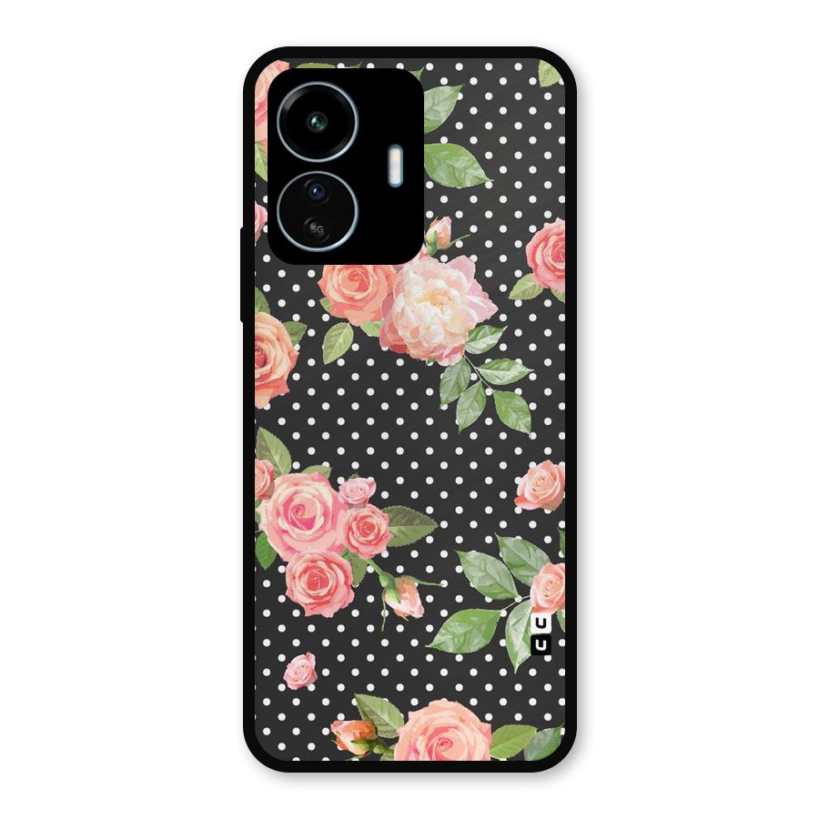 Polka Peach Metal Back Case for vivo iQOO Z6 Lite 5G