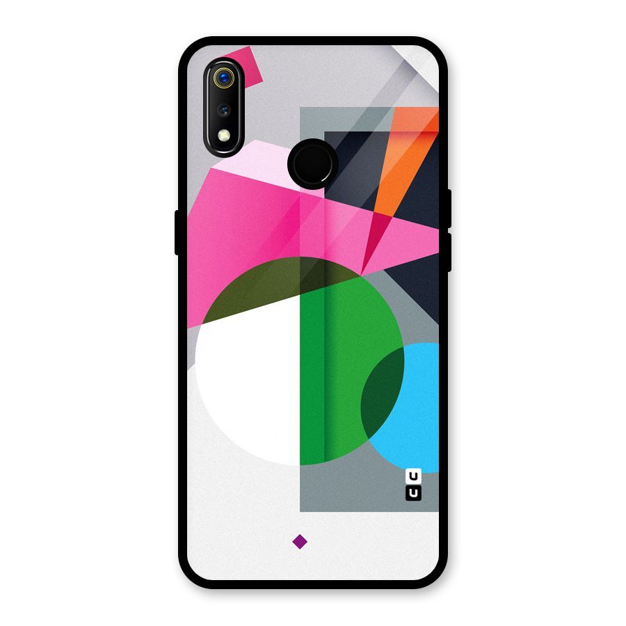 Polygons Cute Pattern Glass Back Case for Realme 3i