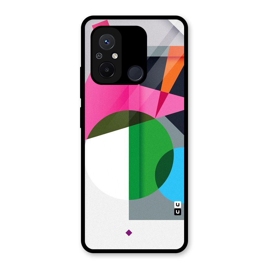Polygons Cute Pattern Glass Back Case for Redmi 12C
