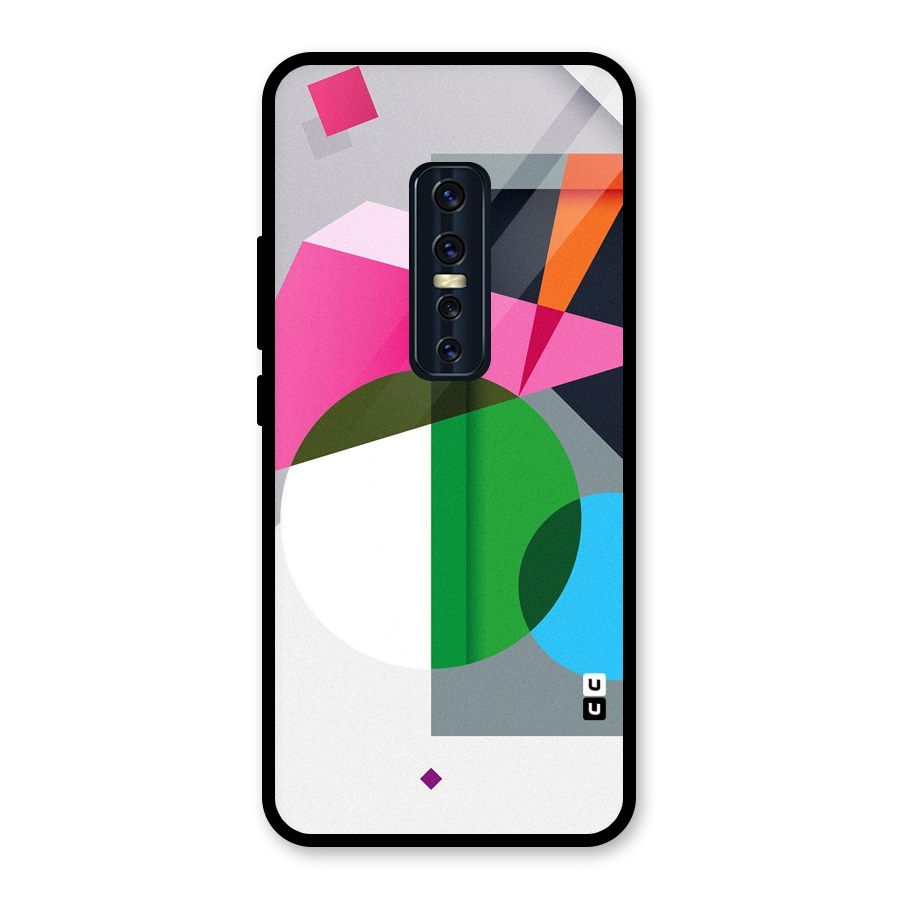 Polygons Cute Pattern Glass Back Case for Vivo V17 Pro