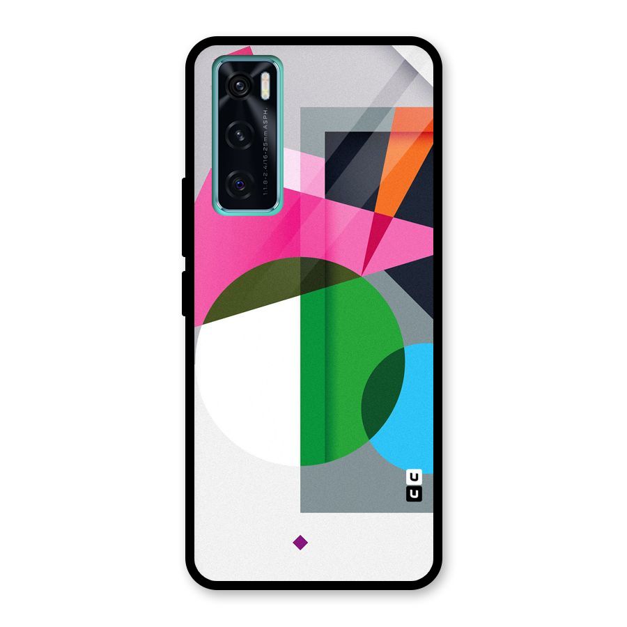 Polygons Cute Pattern Glass Back Case for Vivo V20 SE