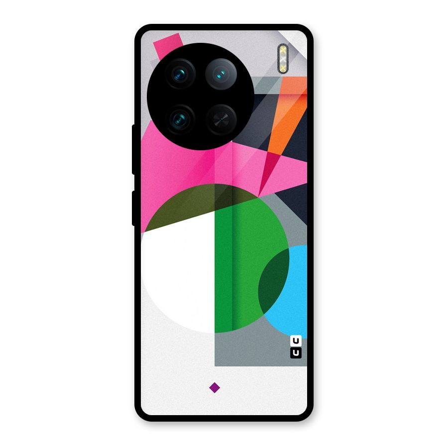 Polygons Cute Pattern Glass Back Case for Vivo X90 Pro