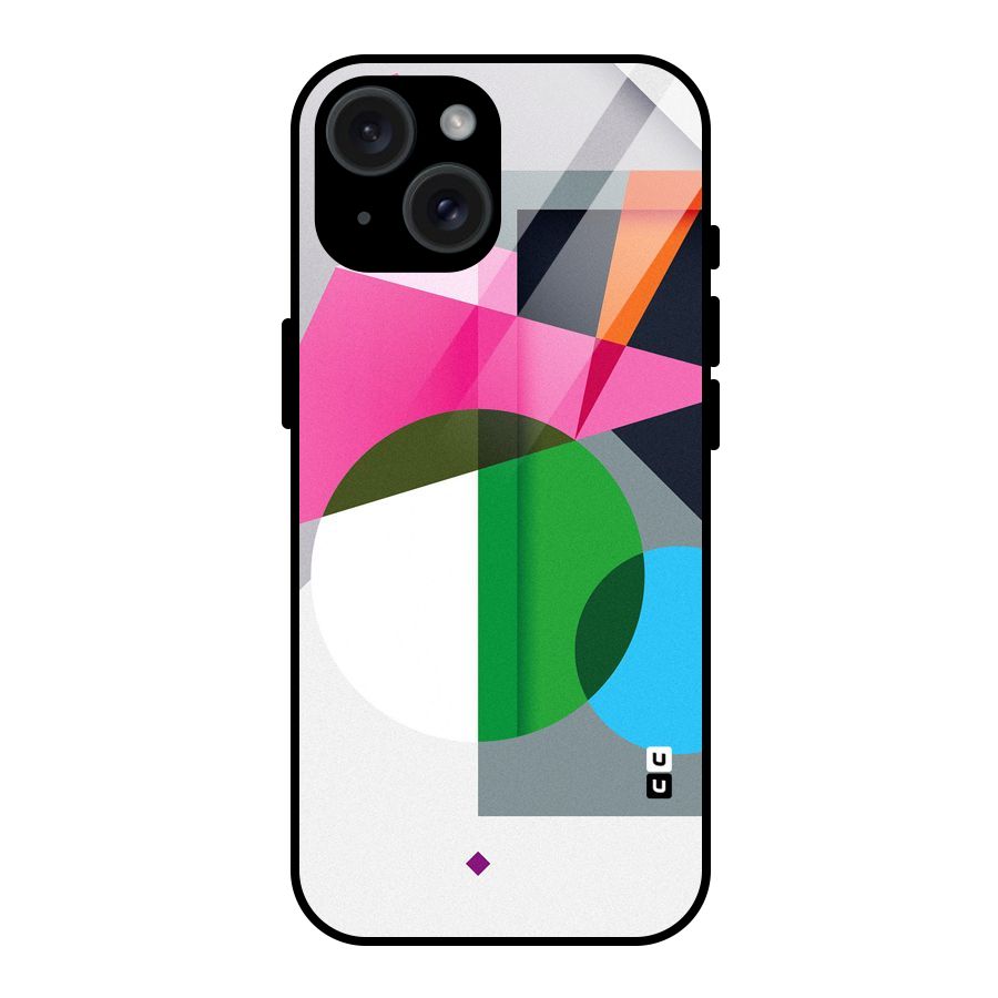 Polygons Cute Pattern Glass Back Case for iPhone 15